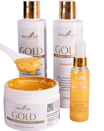 Tratamento Completo para Cabelos Secos Quebradiços e Sem Brilho Gold Brilho Intenso