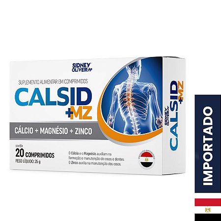 Cálcio + Magnésio + Zinco Calsid + Mz 20 comprimidos Importado Sidney Oliveira