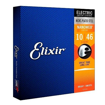 Encordoamento Elixir 010 guitarra 12052 Nanoweb Light USA