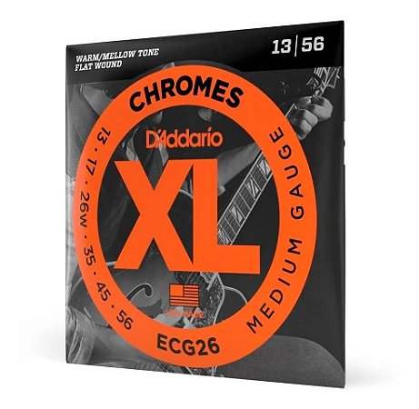 Encordoamento Guitarra 013 Daddario Flatwound Ecg26 Chromes