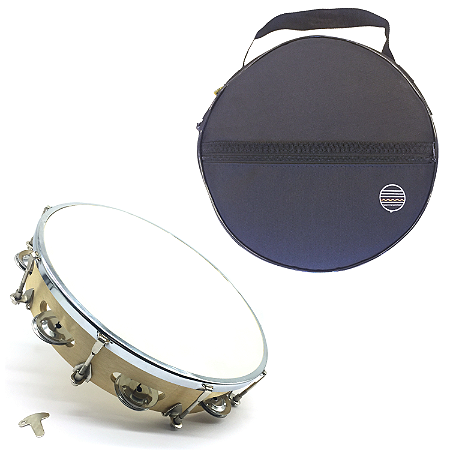 KIT Pandeiro Profissional 10'' Pele Couro + BAG SUPER LUXO