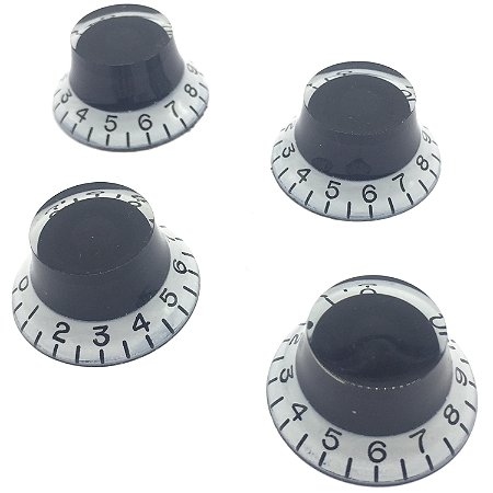 4 Knob guitarra Les Paul Transparente Branco Preto LSL01WB