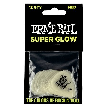 12 Palhetas Ernie Ball Super Glow Media Brilha Escuro P09225