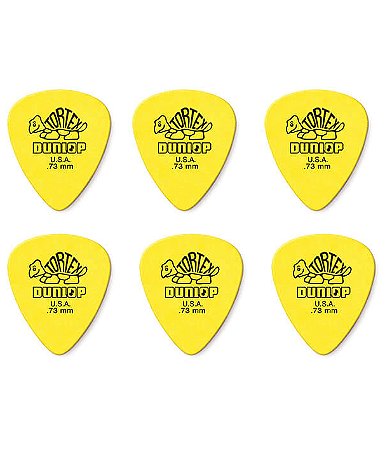 KIT 6 Palheta Dunlop Tortex 0,73 mm guitarra 418R AMARELA