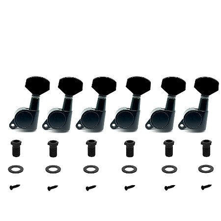 Tarraxa guitarra mini knob 6 linha CANHOTA preta J07 - KOREA