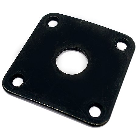 Jack plate metal quadrado curvado preto guitarra Les Paul