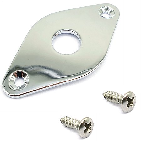 Jack plate losango curvo guitarra CJF Cromado + parafusos