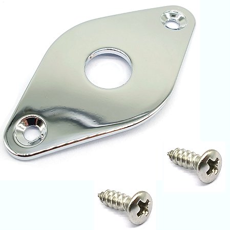 Jack plate losango curvo guitarra CJF Cromado + parafusos
