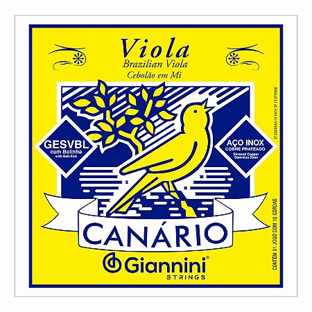 Encordoamento VIOLA CAIPIRA GIANNINI Canario Mi com Bolinha
