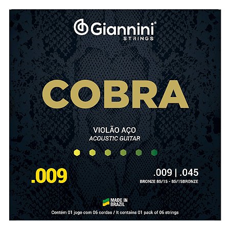 Encordoamento VIOLAO AÇO 09 GIANNINI Cobra Bronze 85/15