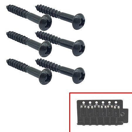 6 Parafuso PRETO de Fixar PONTE guitarra Strato 3,5X25 MXP
