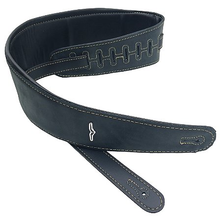 Correia Couro CCFL11 BK Fóssil Bass 11cm para Baixo Guitarra