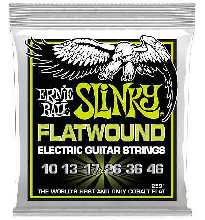 Encordoamento ERNIE BALL guitarra 010 FLATWOUND P02591 Lisa