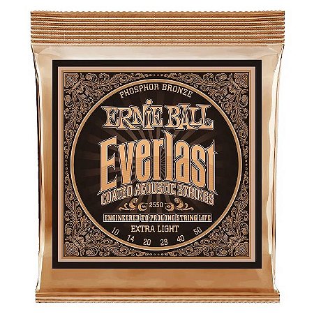 Encordoamento ERNIE BALL Violão Aço 010 EVERLAST COATED 2550