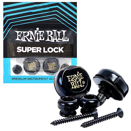 Straplock Ernie Ball trava correia super locks preto P04601