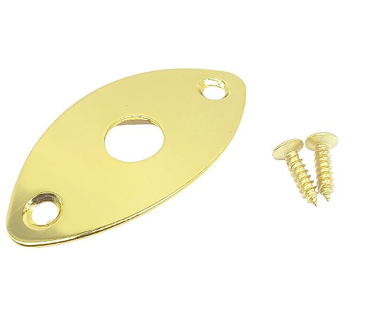 Jack Plate Canoa Oval Lisa Para Guitarra Dourada Dolphin