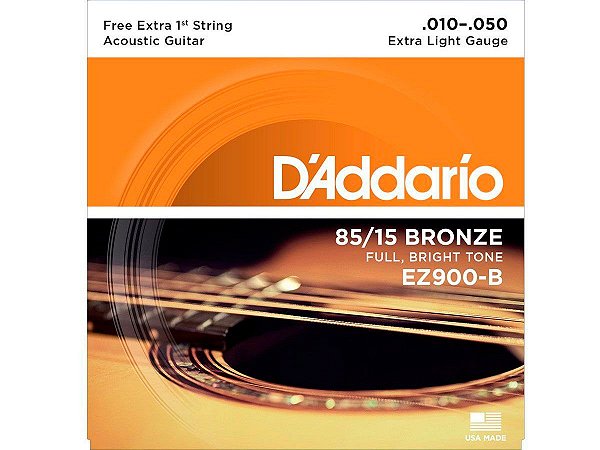 Encordoamento Daddario 010 EZ900 B violão aço c/ NF bronze