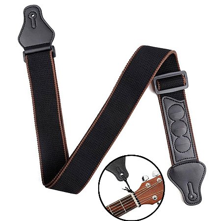 Correia BK guitarra violão alça com porta palheta MXP GS4