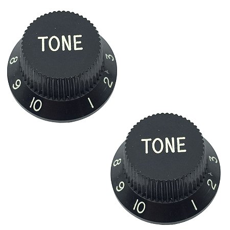 Kit 2 Knob Plástico Tone Guitarra Strato Preto DOLHIN