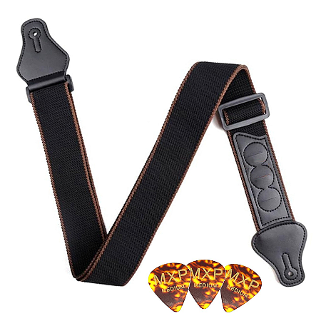Kit Correia conforto Algodao Guitarra violao +3 Palhetas MXP