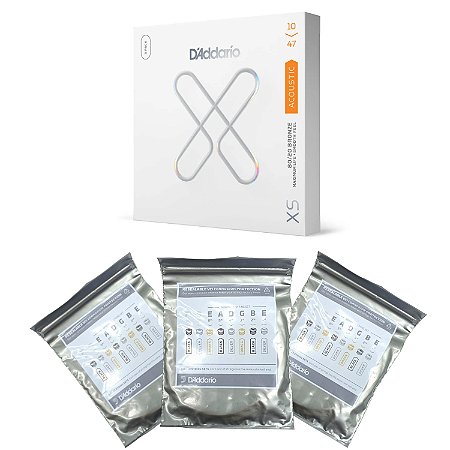 Kit 3 JG Encordoamento violao aço 010 Daddario XSABR1047-3P