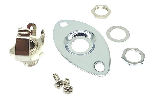 Jack Plate guitarra oval curvo olhal Cromado completo MXP600