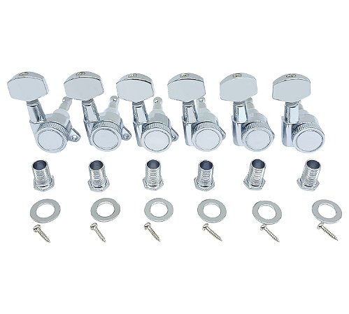 JG Tarraxa guitarra com trava Cromada 6 em linha Q400CR