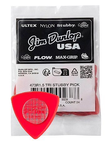 24 Palheta Guitarra TRI STUBBY 1,5 mm DUNLOPR 473R vermelha