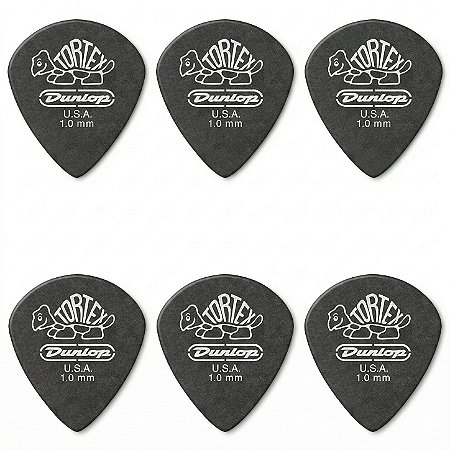 6 Palheta Dunlop Tortex 1.0 mm JAZZ III Guitarra 482R Preta