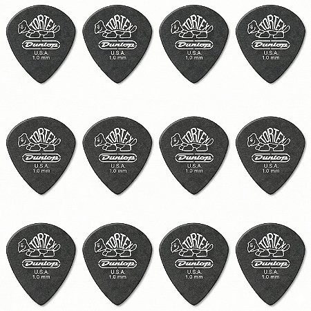 12 Palheta Dunlop Tortex 1.0 mm JAZZ III Guitarra 482R Preta