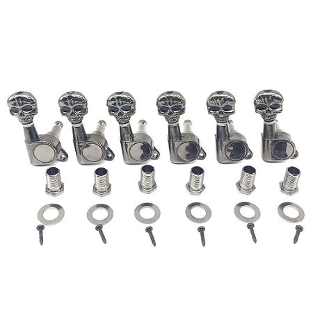 Tarraxa Guitarra 6 Linha Caveira SKULL J07SKL BK Spirit KOREA