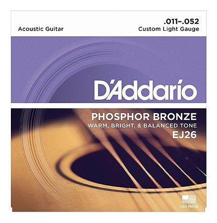Encordoamento DAddario EJ26 violão 011 aço phosphor bronze
