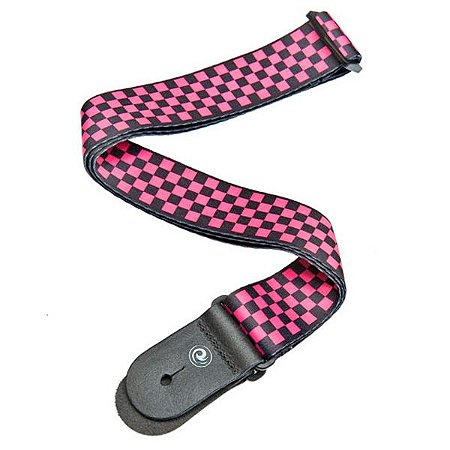 Correia guitarra Planet Waves 50H03 quadriculada xadrez rosa