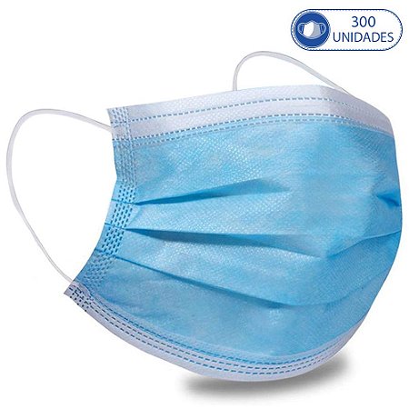300 Máscaras Cirúrgicas Infantis Azul Descartável Tripla Cam