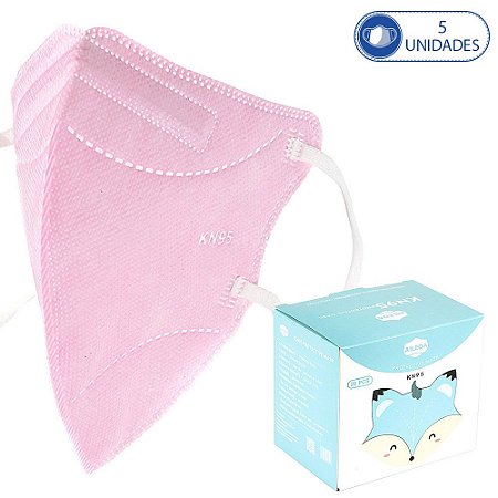 5 Máscaras Respiratórias Infantis Meninas KN95 Aileda Rosa