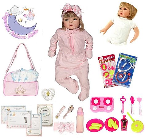 Kit roupa boneca bebê reborn menina