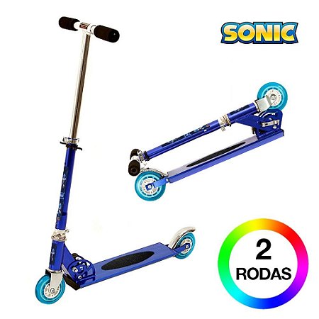 Patinete Sonic Sega 2 Rodas Infantil Azul de Alumínio