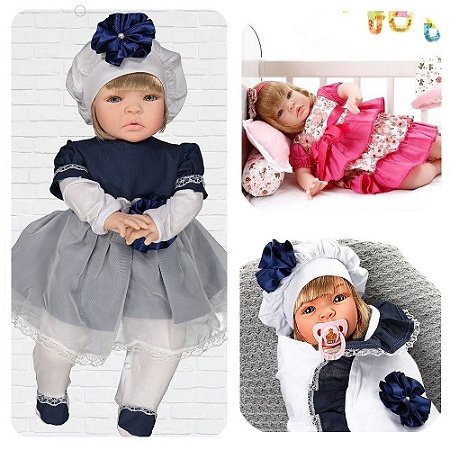 Bebê Reborn Boneca Loira Roupa Pagão Toda Vinil Silicone - Chic Outlet -  Economize com estilo!