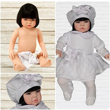 Bebê Reborn  De Luxo Morena Nara Branco Cegonha Dolls