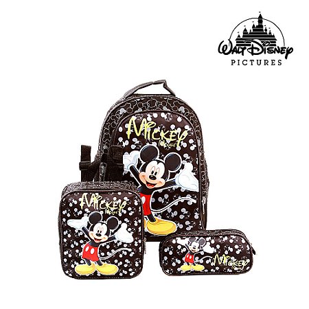 Kit Mochila Escolar Infantil Mickey Mouse De Costas