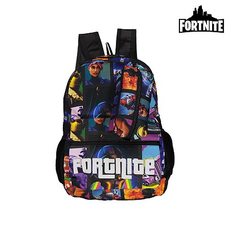 Mochila Escolar Bolsa do Fortnite Preta De Costas