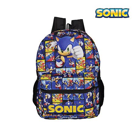 Mochila Escolar Bolsa do Sonic Sega Reforçada De Costas