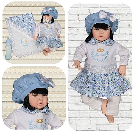 Boneca Reborn Manuela Azul De Luxo Cegonha Reborn Dolls