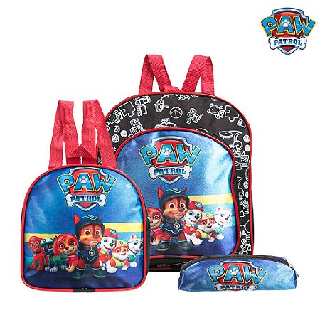 Kit Mochila Escolar Pequena Patrulha Canina De Menino Costas