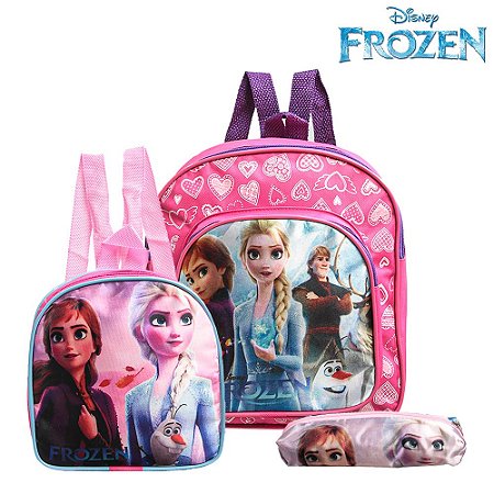 Kit Mochila Escolar Pequena Frozen 2 Elsa e Anna De Costas