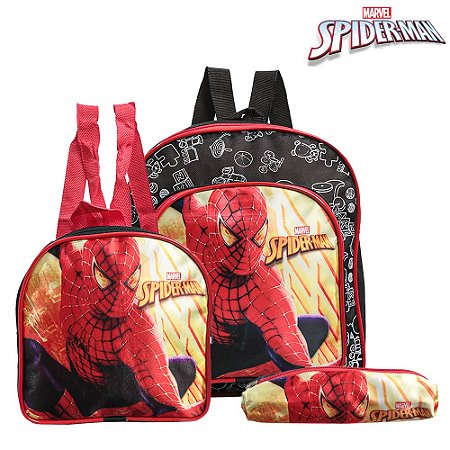 Kit Mochila Escolar Pequena Spider Man Vingadores Costa