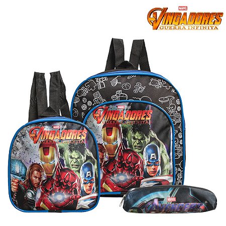 Kit Mochila Escolar Pequena Vingadores Marvel Avengers Costa