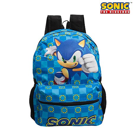 Mochila Escolar Bolsa Sonic Runner Colors Sega Costas