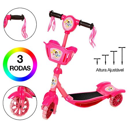 Brinquedo Infantil Patinete Princesas Scooter 3 Rodas
