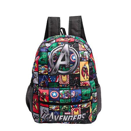 Mochila Escolar Bolsa Avengers Marvel Preta Costas